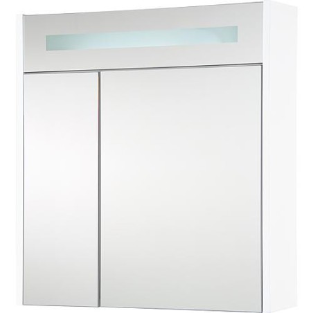 Armoire à glace + eclairage en visiere blanc brillant - 2 portes 700x750x188 mm