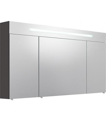 Armoire à glace avec cache lumineux, anthracite mat 3 portes, 1200x740x160mm