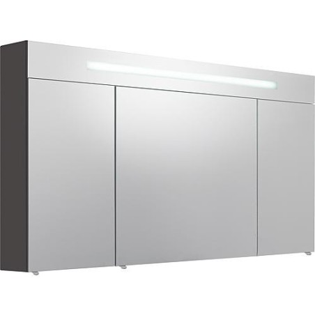 Armoir à glace avec cache lumineuse, anthracite brillant 3 portes, 1200x740x160mm