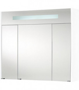Armoire à glace + eclairage en visiere Blanc brillant - 3 portes 850x750x188 mm