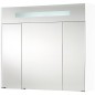 Armoire à glace + eclairage en visiere Blanc brillant - 3 portes 850x750x188 mm