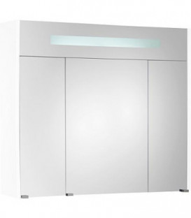 Armoire à glace + eclairage en visiere Blanc brillant - 3 portes 850x750x188 mm