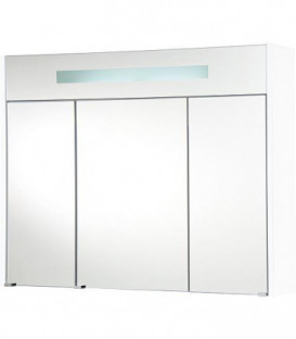 Armoire à glace + eclairage en visiere blanc brillant - 3 portes 950x750x188mm