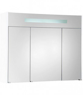 Armoire à glace + eclairage en visiere blanc brillant - 3 portes 950x750x188mm