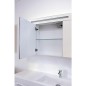 Armoire à glace + eclairage en visiere blanc brillant - 3 portes 950x750x188mm