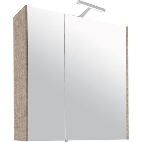 Armoire a glace avec eclairage tranche écru - 2 portes 700x750x188mm