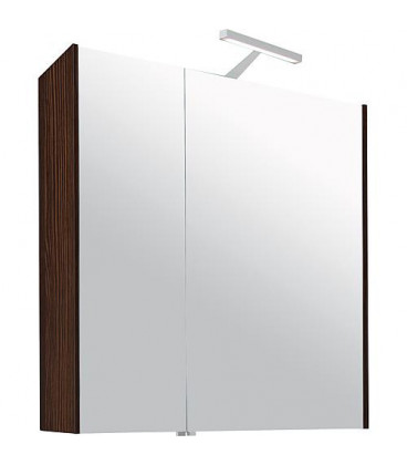 Armoire a glace avec eclairage meleze marron - 2 portes 700x750x188mm