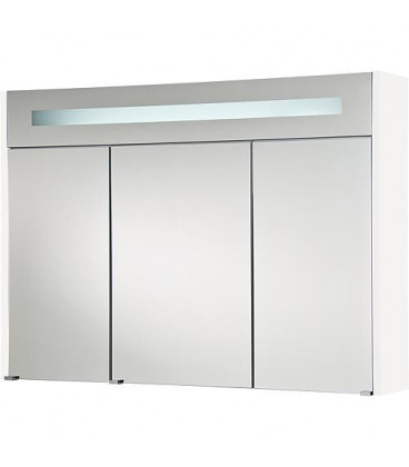 Armoire à glace + eclairage en visiere blanc brillant - 3 portes 1050x750x188mm