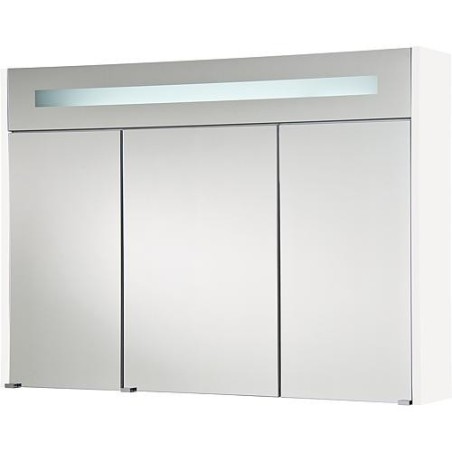 Armoire à glace + eclairage en visiere blanc brillant - 3 portes 1050x750x188mm