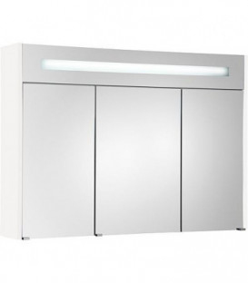 Armoire à glace + eclairage en visiere blanc brillant - 3 portes 1050x750x188mm