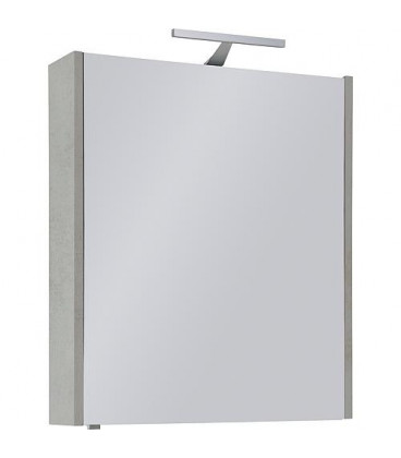 Armoire a glace avec éclairage Chene gris pierre décor, 1 porte 600x750x188mm