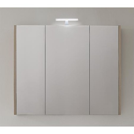 Armoire avec miroir-eclairage meleze marron clair - 3 portes 950x750x188mm