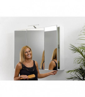 Armoire avec miroir-eclairage meleze marron clair - 3 portes 950x750x188mm
