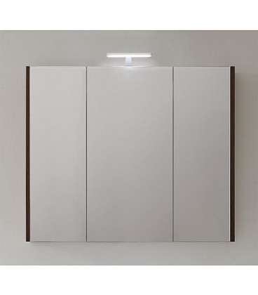 Armoire avec miroir-eclairage meleze marron - 3 portes 950x750x188mm