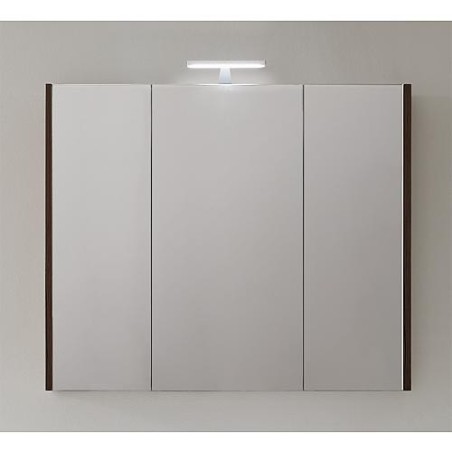 Armoire avec miroir-eclairage meleze marron - 3 portes 950x750x188mm
