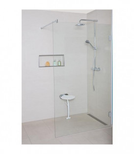 Strapontin Elida avec pied en inox/PE/HD, blanc 320x500x390/130mm, avec fixation