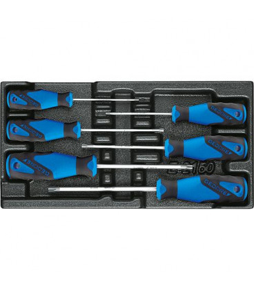 Jeu de tournevis GEDORE 6 pieces en module plast. ABS Torx avec perforation