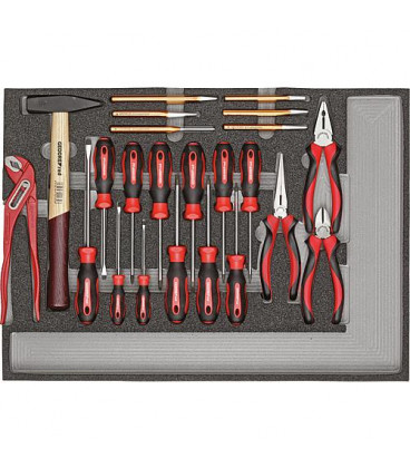 Kit outils GEDORE rouge tournevis, pince, marteau, burin 570x410mm a 482x345mm