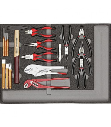 Kit outils GEDORE rouge pince, marteau et burin, 570x410mm a 482x345mm