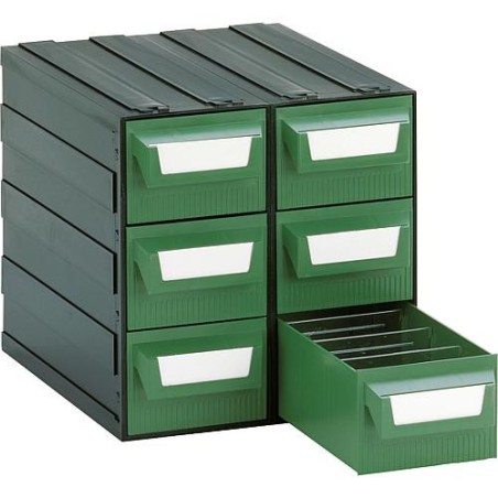 Boite de stockage av 6 tiroirs gris/vert L : 225mm, l : 263mm, h : 228mm SchulLaden:L : 101mm, l : 241mm, h : 67mm