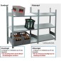 Rayonnage annexe caisse a bouteille avec 3 tablettes 25mm 150kg de charge par compartiment