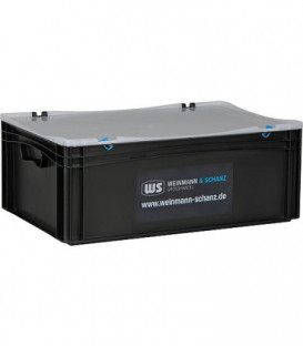 boite transport noire WS 600x400x237mm avec couvercle transparent