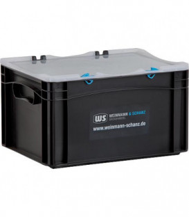 boite de transport noire WS 400x300x237mm avec couvercle transparent