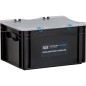boite de transport noire WS 400x300x237mm avec couvercle transparent