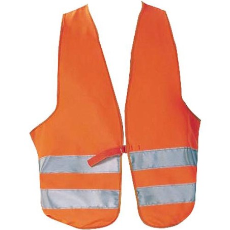 Gilet fluorescent de securite EN 471 100% Polyester 2 bandes reflectrices rouge-orange
