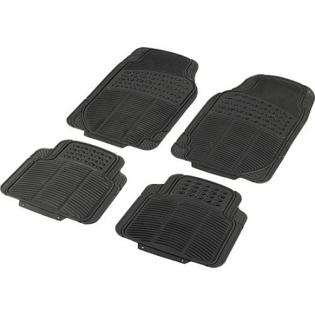 Set de tapis caoutchouc universel 4 pieces, antideranpant couleur : noir