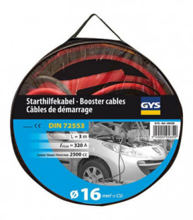 cable d'aide au démarrage flexible 2 x 3 m - moyenne 16 mm² pour moteurs à étincelles 12/24V