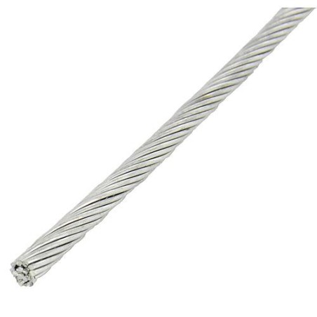 Cordon inox A4 semi-rigide 7 cables a 7 fils, diam. 4,0 mm, Longueur: 250 m