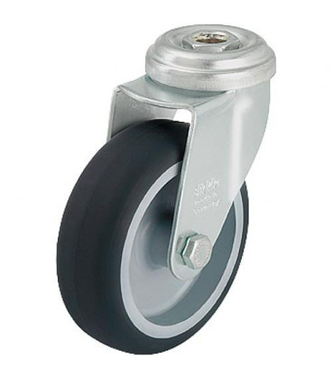 Roue de guidage LRA-TPA 50G revetue caoutchouc, charge 50 kg roue diam. 50 mm, trou arriere diam. 11mm