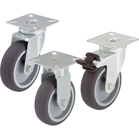 Roue de guidage LPA-TPA 50G charge limite 50 kg roue diam. 50 mm, taille plaque 60x60mm