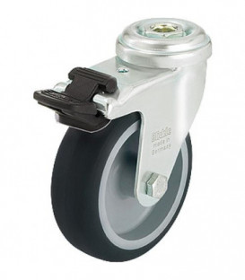 Roue de guidage avec blocage LRA-TPA 100G-FI,charge lim. 70 kg roue diam. 100 mm, trou arriere diam. 11 mm