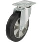 Roue de guidage poids lourd, caoutchouc L-ALEV 200K charge limite 400 kg roue diam. 200mm, dim plaque 140x110mm