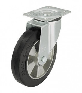 Roue de guidage poids lourd, caoutchouc L-ALEV 100K charge limite 200kg roue diam. 100mm, dim plaque 100x85mm