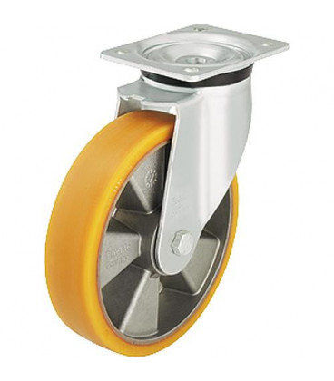 roue de guidage poids lourd PU/acier LK-ALTH 125K-3, charge 350 kg, roue diam. 125mm, dim plaque 140x110mm