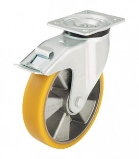 roue de guidage poids lourd av blocage LK-ALTH 160K-FI, charge 550 kg, roue diam. 160mm, dim plaque 140x110mm