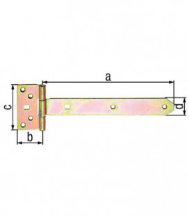 Penture charniere, 292,5/45x90mm jaune galva