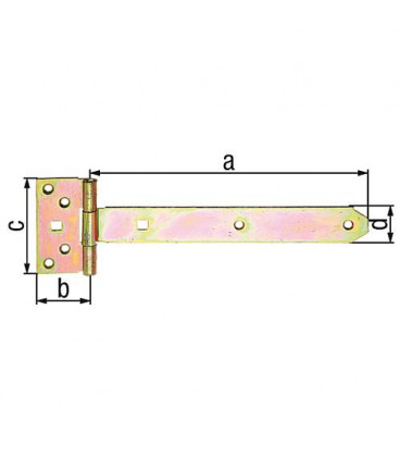 Penture charniere, 292,5/45x90mm jaune galva