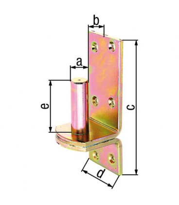 Gond sur platine, DI, diam. 16mm 115 x 40 mm, jaune zingué