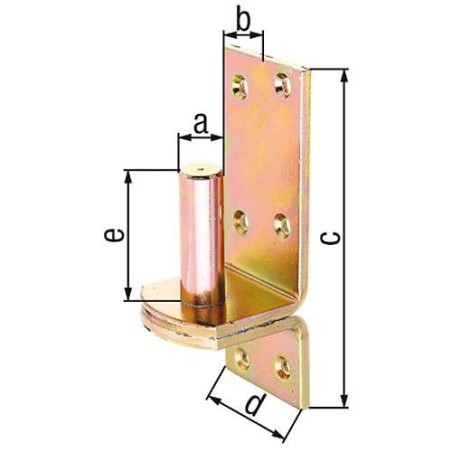 Gond sur platine, DI, diam. 13mm, 100 x 35 mm, jaune zinguée