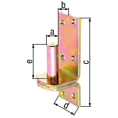 Gond sur platine, DI, diam. 13mm, 100 x 35 mm, jaune zinguée