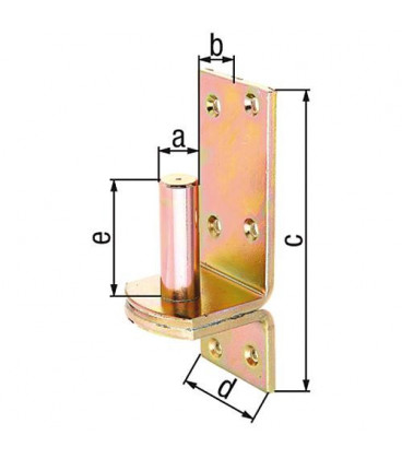 Gond sur platine, DI, diam. 20mm 167 x 60 mm, jaune zingué