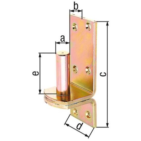 Gond sur platine, DI, diam. 20mm 167 x 60 mm, jaune zingué