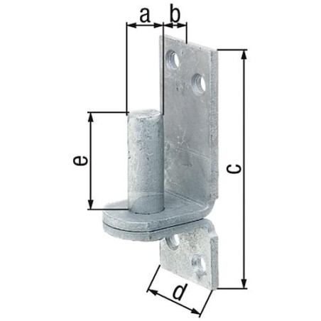 Gond sur platine, DI, diam. 13 mm 100 x 35 mm, galvanisé a chaud