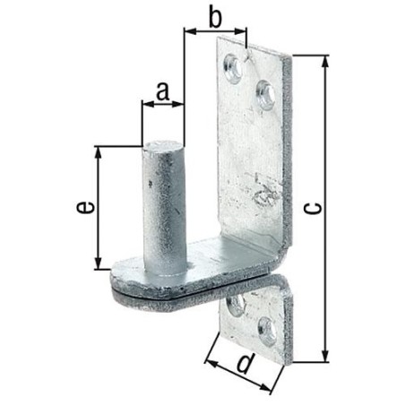 Gond sur platine, DII, diam. 13 mm 100 x 35 mm, galvanisé a chaud