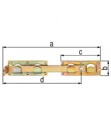 Verrou pour double porte, 423x70mm galva