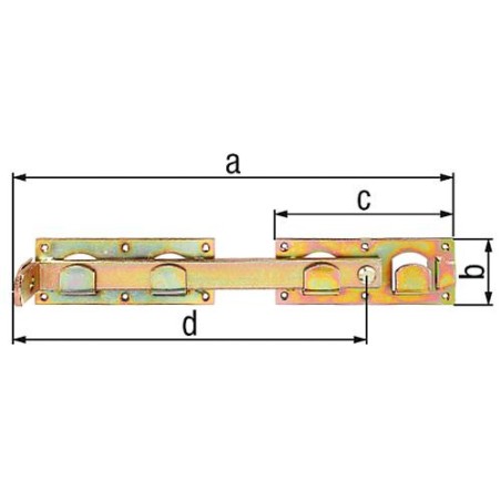 Verrou pour double porte, 423x70mm galva